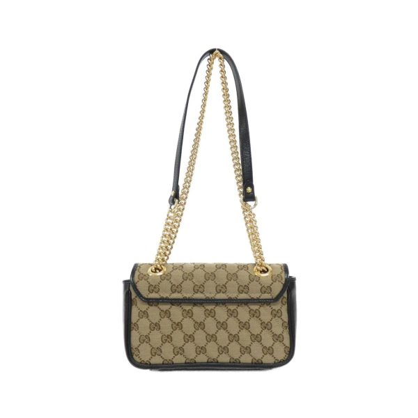 2600069380990 2 b Gucci GG Marmont Canvas Leather Shoulder Bag Biege