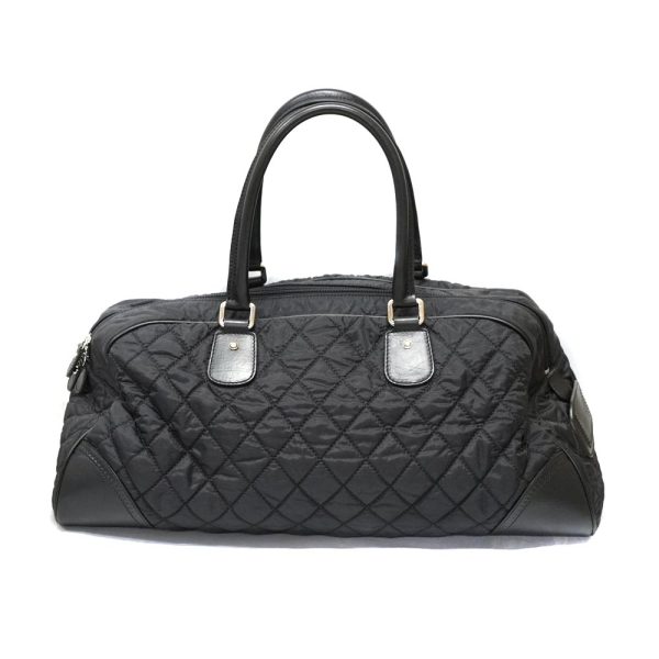 2677 2 CHANEL Nylon Boston Bag Travel Bag Black Leather Black Coco Mark Silver