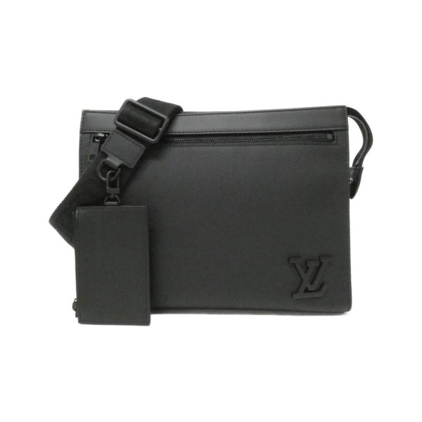 2700038731799 1 b Louis Vuitton Messenger Voyage Aerogram Leather Messenger Bag Black