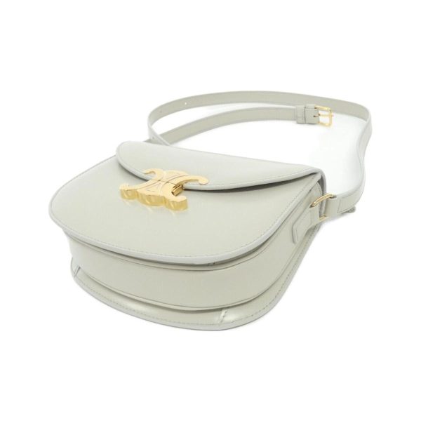 2700038825832 3 b Celine Besace Claire Medium Leather Shoulder Bag White