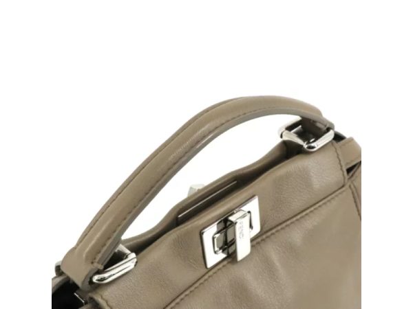 29417 4 Fendi Peekaboo Small Nappa Leather Shoulder Bag Beige