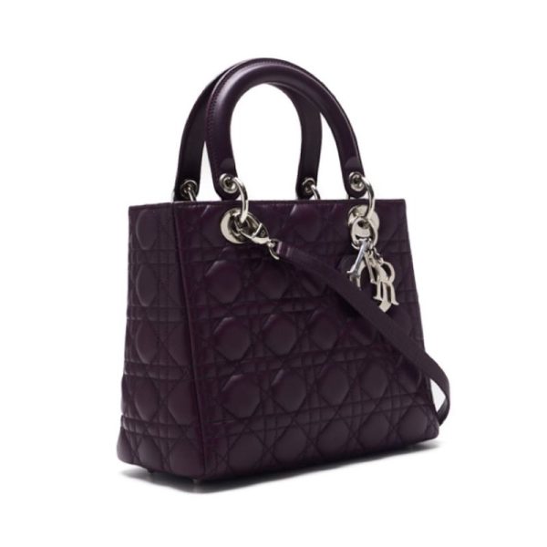 3 Dior Cannage Handbag Lambskin Purple