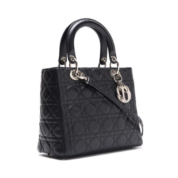 3 Dior Lady Dior Cannage Lambskin Handbag Black