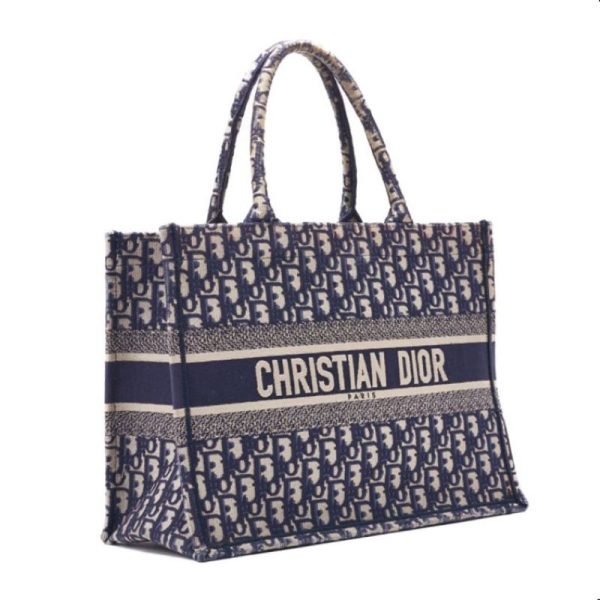 3 Dior Oblique Book Canvas Tote Bag Navy