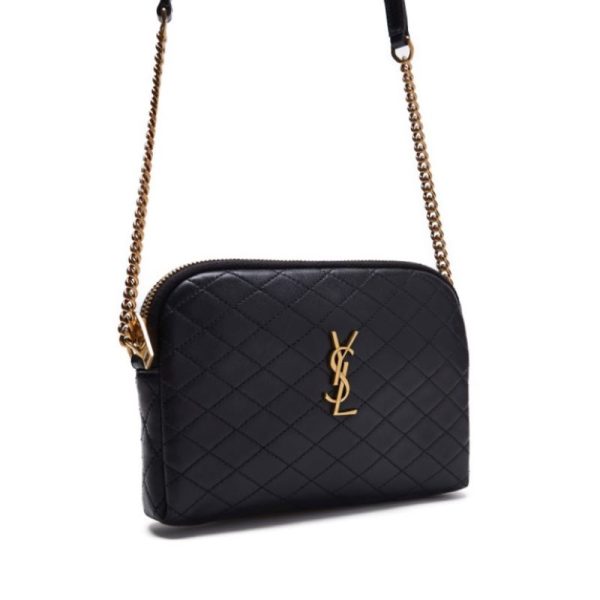 3 Saint Laurent Gaby Chain Leather Shoulder Bag Black