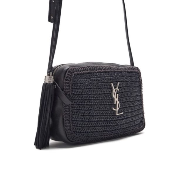 3 Saint Laurent Lou Camera Fringed Leather Shoulder Bag Black