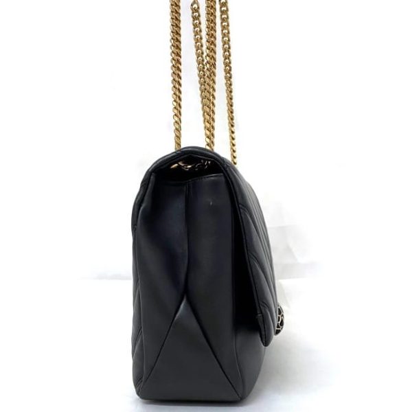 3 Bvlgari Chain Shoulder Bag Serpenti Leather Black Gold