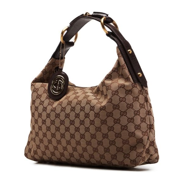 3 Gucci GG Canvas Handbag Leather Brown