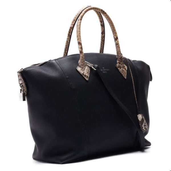 3 Louis Vuitton Parnassus Lockit MM Leather Handbag Noir