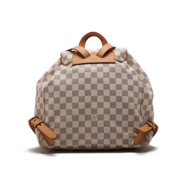 3 Louis Vuitton Damier Azur Slopen Leather Backpack Rucksack Brown
