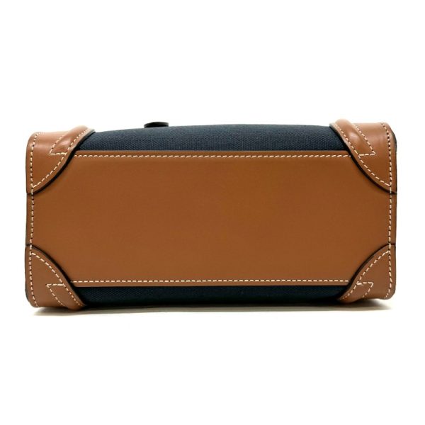 3 Celine Luggage Nano Denim Leather Shoulder Bag NavyBrown