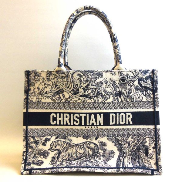 3 di220920 1u Christian Dior Book Tote Medium Embroidered Canvas Tote Bag Navy