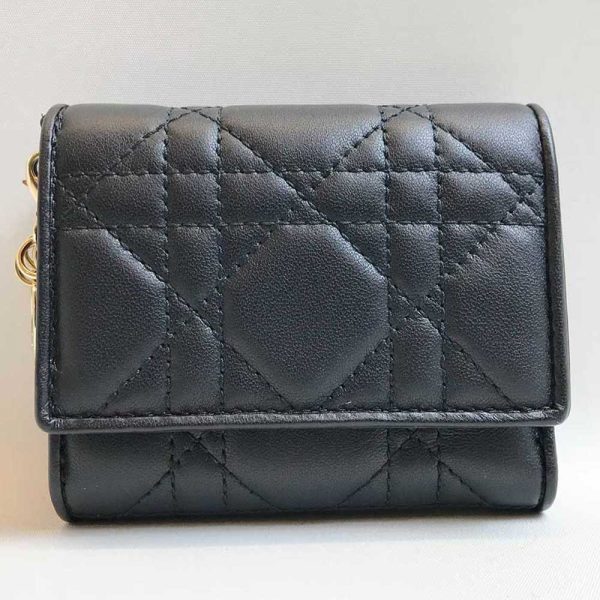 3 di230901 1m Dior Cannage Small Lambskin Wallet Black