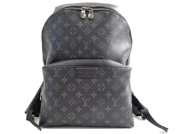 30220m11 1 Louis Vuitton Monogram Eclipse Canvas Leather Backpack Rucksack Daypack Black Grey