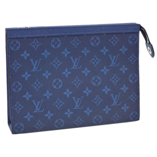 30423 Louis Vuitton Taigarama Pochette Voyage MM Cobalt Clutch Bag Cobalt Blue