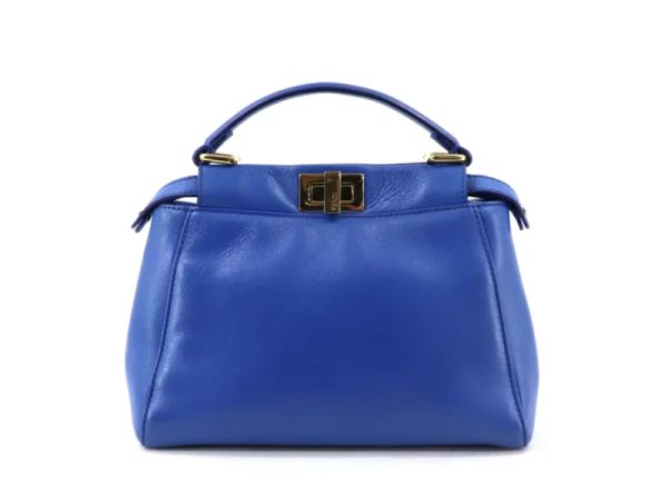 30441 1 Fendi Peekaboo Small Nappa Leather Shoulder Bag Blue