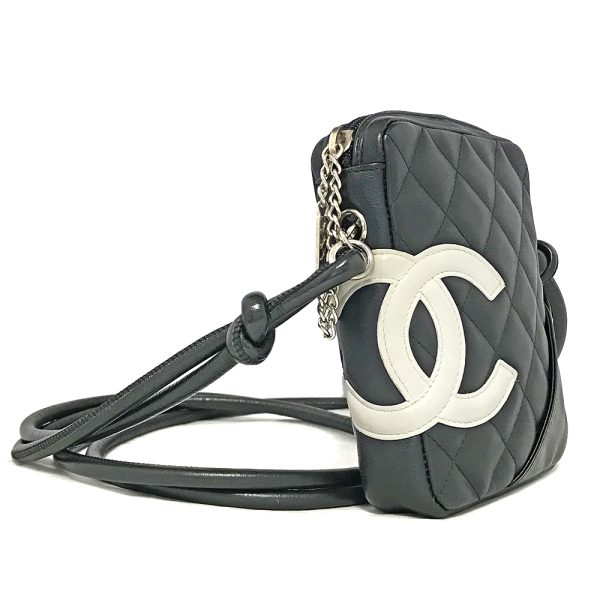 31003150315 140 01u Chanel Mini Pochette Shoulder Bag Cambon Line Leather Crossbody Bag Black White