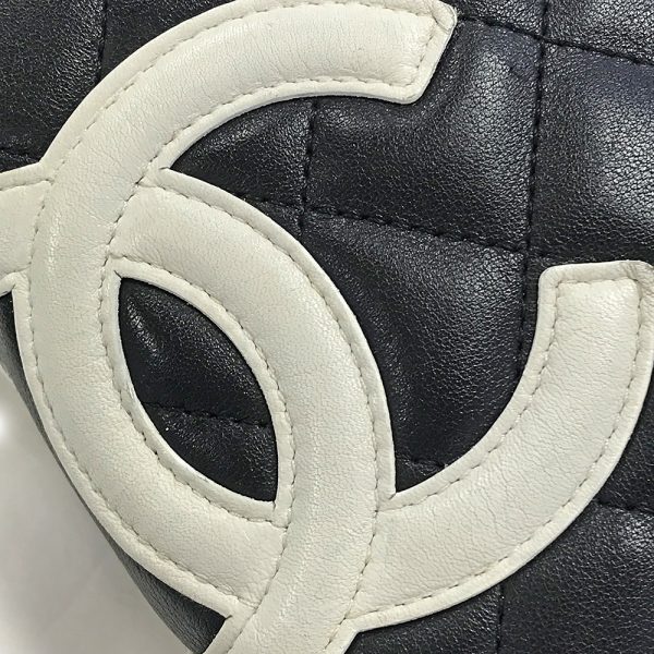 31003150315 140 13u Chanel Mini Pochette Shoulder Bag Cambon Line Leather Crossbody Bag Black White