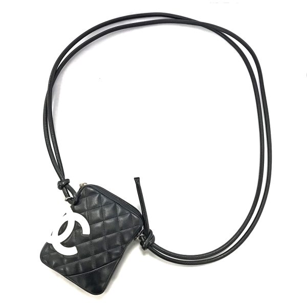31003150315 140 16u Chanel Mini Pochette Shoulder Bag Cambon Line Leather Crossbody Bag Black White