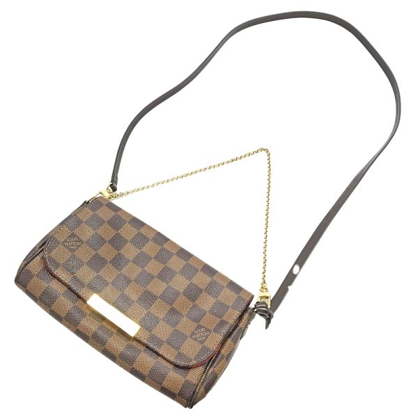 31004279315 281 02u Louis Vuitton Favorite PM Damier Ebene Chain Shoulder Bag Crossbody Bag Brown