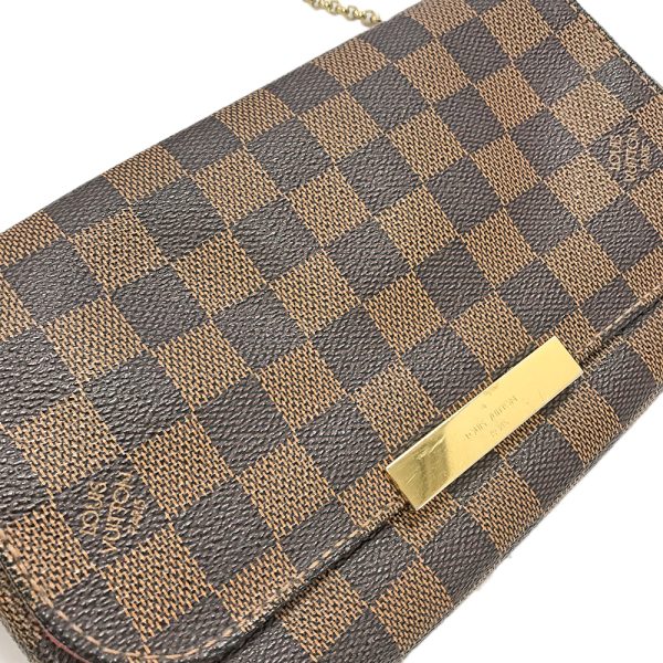 31004279315 281 10u Louis Vuitton Favorite PM Damier Ebene Chain Shoulder Bag Crossbody Bag Brown