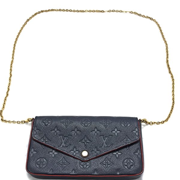 31004279315 337 05u Louis Vuitton Pochette Felicie Clutch Empreinte Marine Rouge Chain Crossbody Shoulder Bag Black