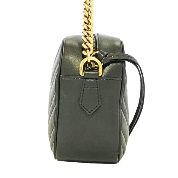 31004309315 62 02u Gucci GG Marmont Leather Chain Shoulder Bag Black
