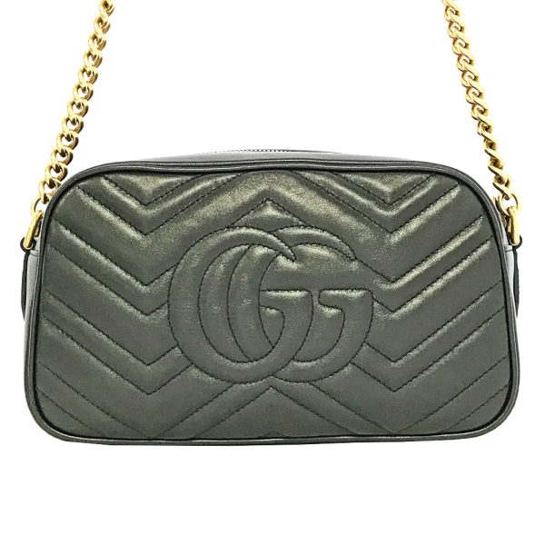31004309315 62 03u Gucci GG Marmont Leather Chain Shoulder Bag Black