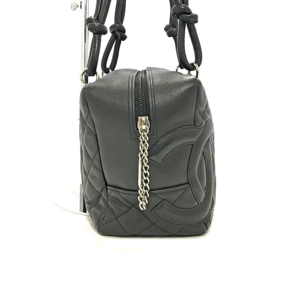 31005419315 16 04u Chanel Bowling Tote Cambon Line Shoulder Bag Black