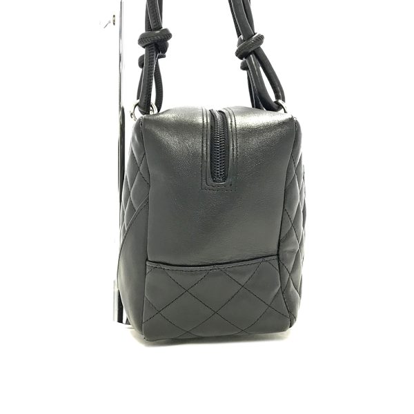 31005419315 16 05u Chanel Bowling Tote Cambon Line Shoulder Bag Black