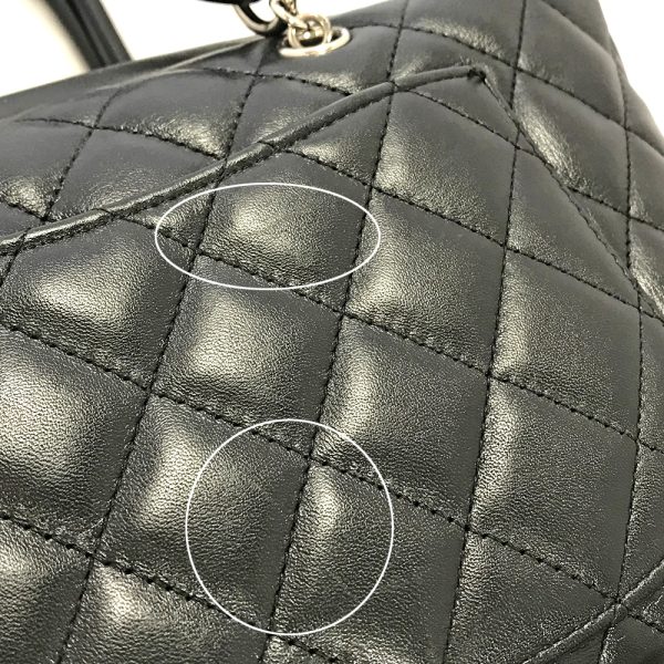 31005419315 16 11u Chanel Bowling Tote Cambon Line Shoulder Bag Black