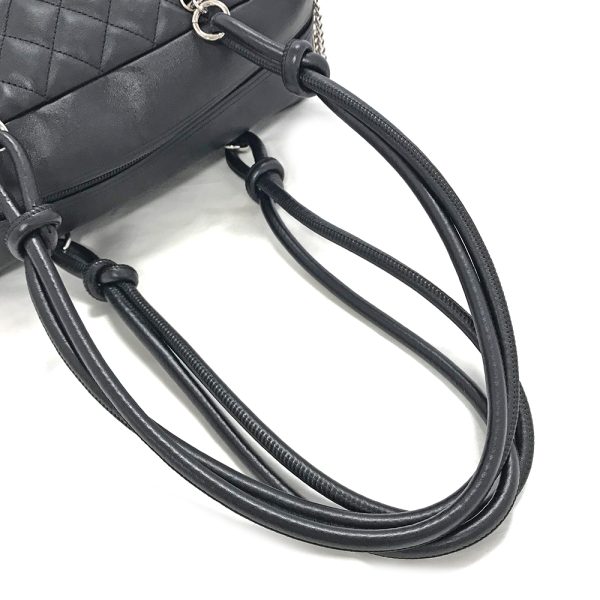 31005419315 16 17u Chanel Bowling Tote Cambon Line Shoulder Bag Black