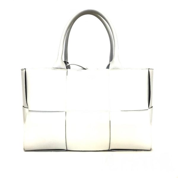 31005569315 3 01u transformed Bottega Veneta Small Arco Tote Bag with Pouch Maxi Intrecciato White