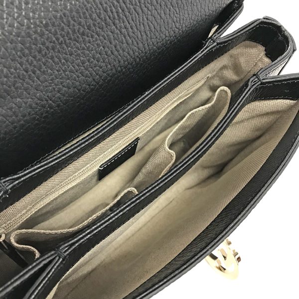 31008829315 6 08u GUCCI Interlocking G 2WAY Leather Bag Shoulder Bag Black