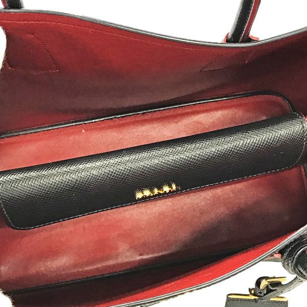 31008839315 13 06u Prada Double Saffiano Leather 2WAY Handbag Shoulder Bag Black