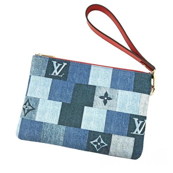 31013319315 58 01u transformed Louis Vuitton City Pochette Monogram Pouch Clutch Bag Denim Blue