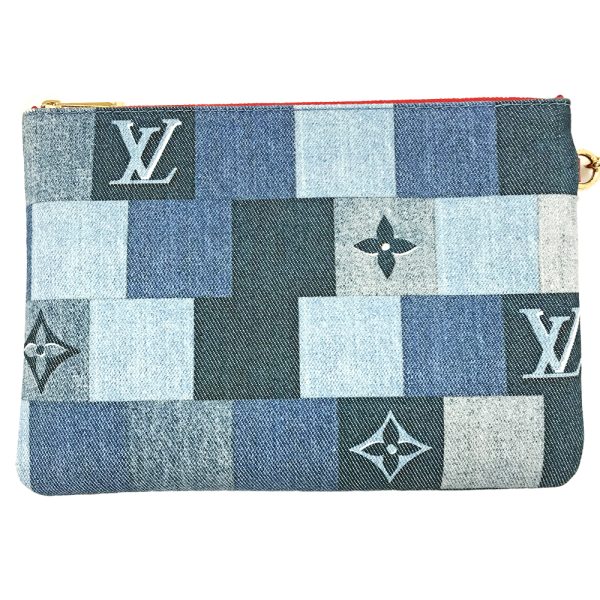 31013319315 58 02u Louis Vuitton City Pochette Monogram Pouch Clutch Bag Denim Blue