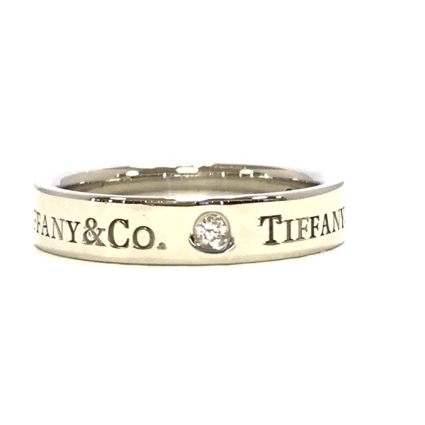 31034099315 50 02u Tiffany Co Flat Band 3P Diamond Ring Size 12 Pt950 Platinum Silver