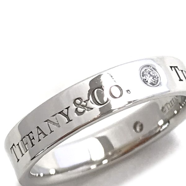 31034099315 50 05u Tiffany Co Flat Band 3P Diamond Ring Size 12 Pt950 Platinum Silver