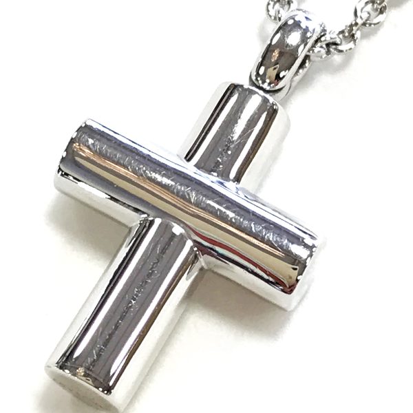 31034619315 10 03u Bvlgari Latin Cross Necklace K18WG White Gold Silver