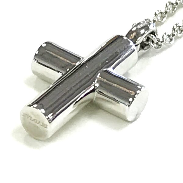 31034619315 10 05u Bvlgari Latin Cross Necklace K18WG White Gold Silver