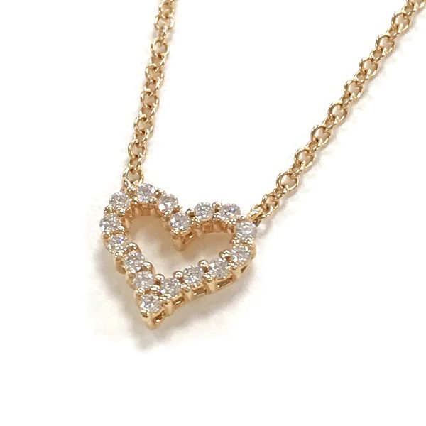 31034629315 3 02u Tiffany Co Heart Pendant Extra Mini 41cm Diamond K18PG Pink Gold