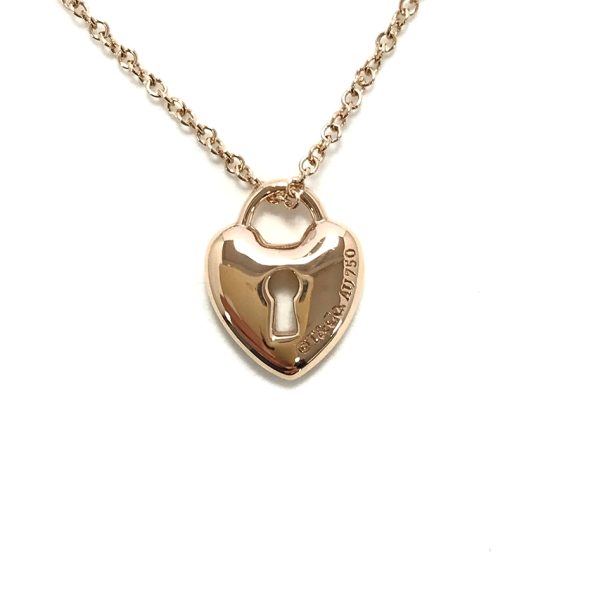 31034629315 43 01u Tiffany Co Heart Lock Pendant 40cm K18RG Necklace Rose Gold