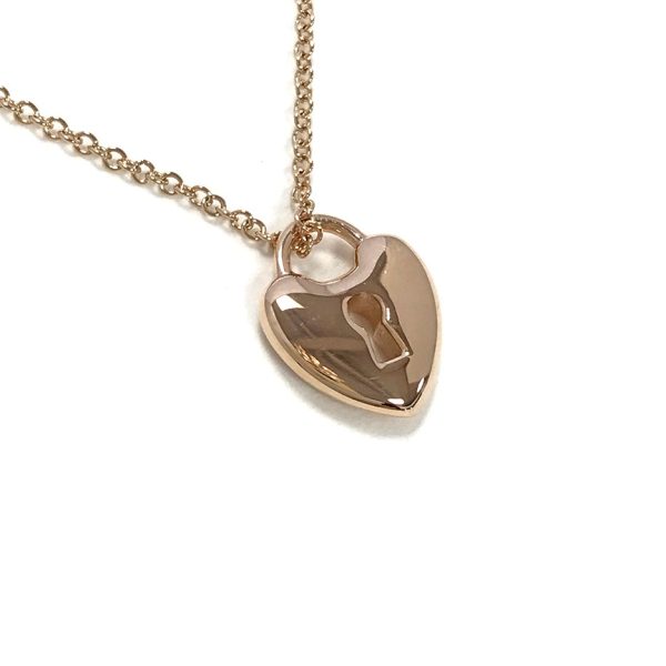 31034629315 43 03u Tiffany Co Heart Lock Pendant 40cm K18RG Necklace Rose Gold