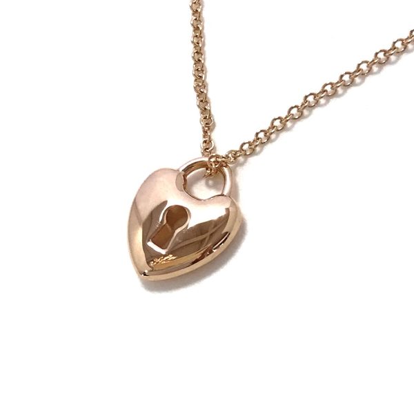 31034629315 43 04u Tiffany Co Heart Lock Pendant 40cm K18RG Necklace Rose Gold