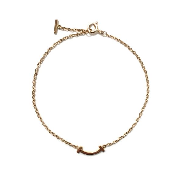31035159315 6 02u Tiffany Co T Smile Mini Bracelet Size 17cm K18RG PG Rose Gold