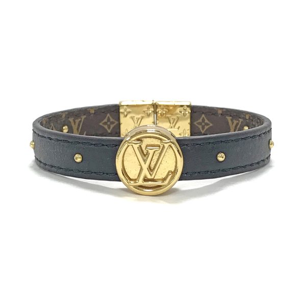 31035479315 8 02u Louis Vuitton Reversible LV Circle Bracelet 15cm Calf Leather Brown Black