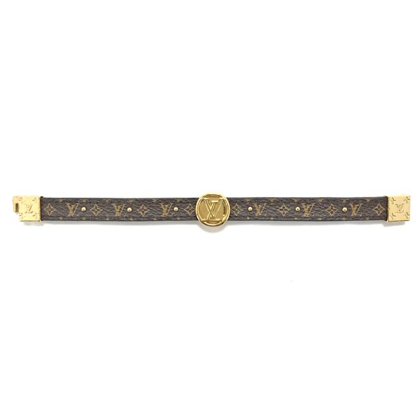 31035479315 8 03u Louis Vuitton Reversible LV Circle Bracelet 15cm Calf Leather Brown Black