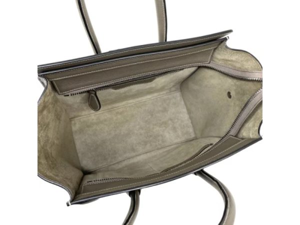 31225 3 Celine Luggage Micro Drummed Calfskin Tote Bag Grey