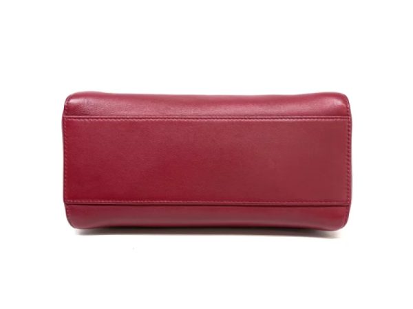 31841 2 FENDI Peekaboo Small Nappa Leather Python Shoulder Bag Red